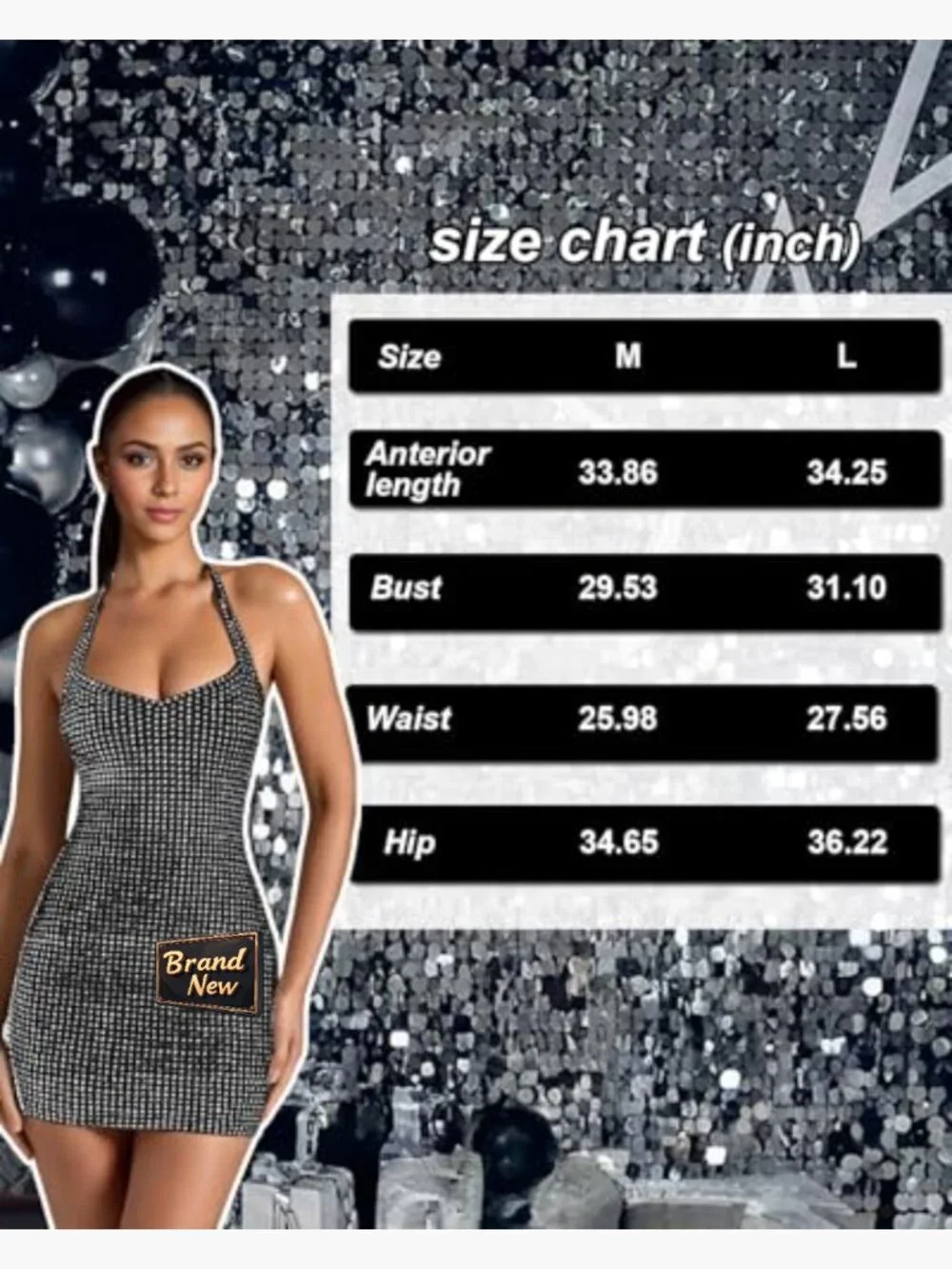 Halter Deep V Neck Ruched Backless Bodycon Mini Dress Sparkly Dots - Picture 4 of 6